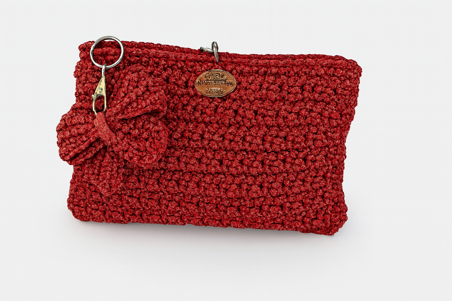 Borsetta crochet rossa con fiocchetto charm
